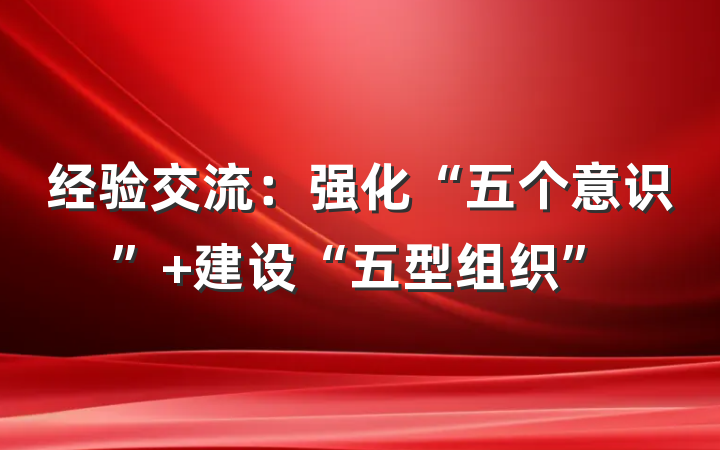 经验交流：强化“五个意识” 建设“五型组织”