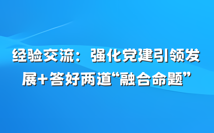 经验交流：强化党建引领发展 答好两道“融合命题”