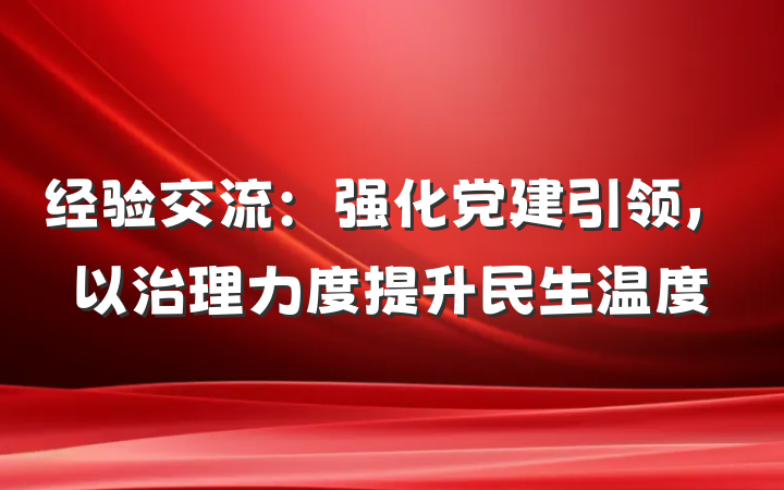 经验交流：强化党建引领，以治理力度提升民生温度