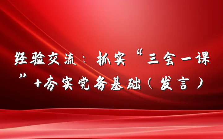 经验交流：抓实“三会一课” 夯实党务基础（发言）