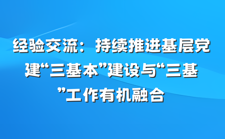 经验交流：持续推进基层党建“三基本”建设与“三基”工作有机融合