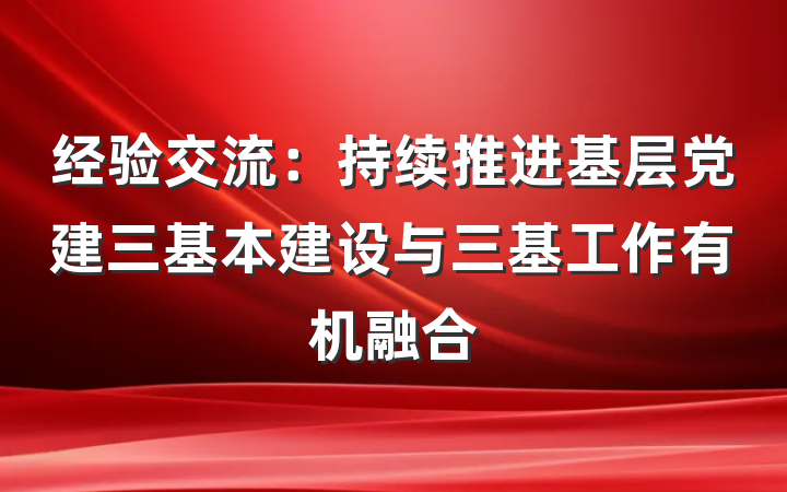 经验交流：持续推进基层党建三基本建设与三基工作有机融合