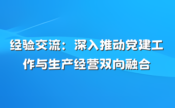 经验交流：深入推动党建工作与生产经营双向融合