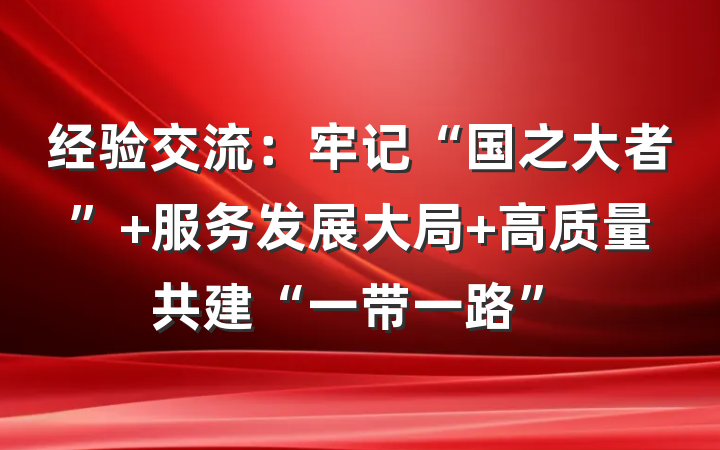 经验交流：牢记“国之大者” 服务发展大局 高质量共建“一带一路”