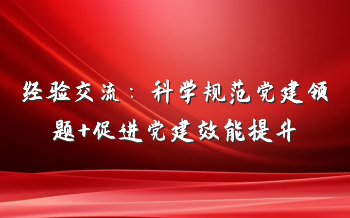 经验交流：科学规范党建领题 促进党建效能提升