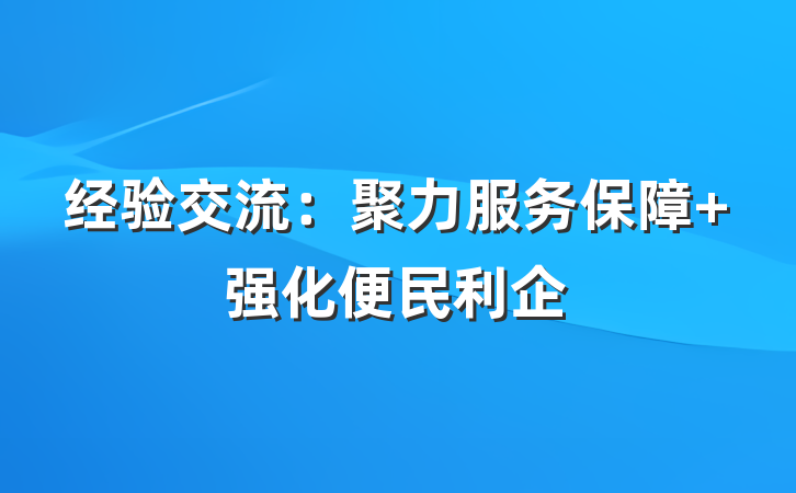 经验交流：聚力服务保障 强化便民利企
