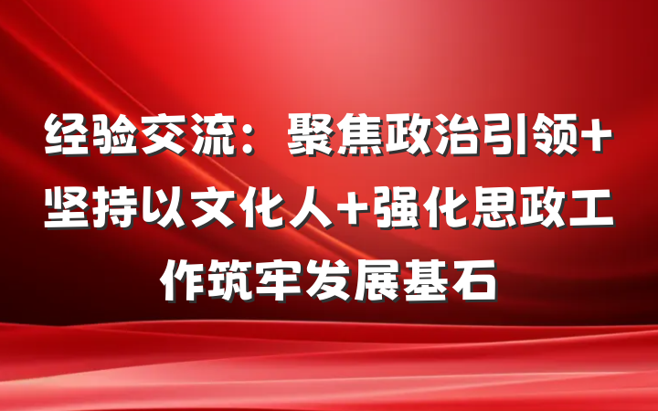 经验交流：聚焦政治引领 坚持以文化人 强化思政工作筑牢发展基石