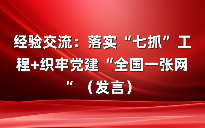 经验交流：落实“七抓”工程 织牢党建“全国一张网”（发言）