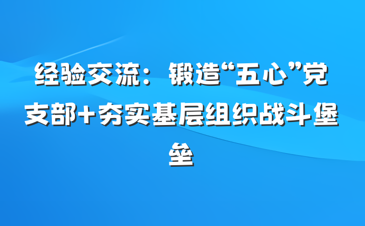 经验交流：锻造“五心”党支部 夯实基层组织战斗堡垒
