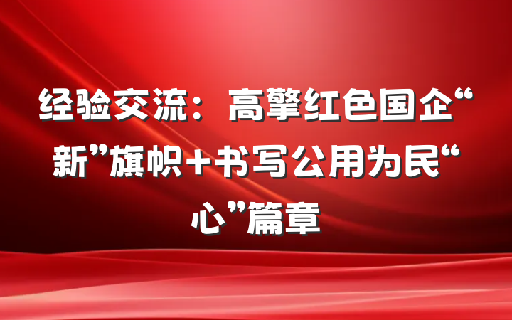 经验交流：高擎红色国企“新”旗帜 书写公用为民“心”篇章