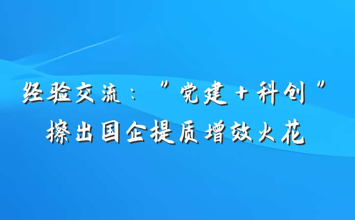 经验交流：＂党建＋科创＂擦出国企提质增效火花