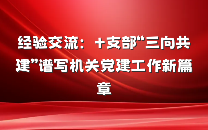 经验交流： 支部“三向共建”谱写机关党建工作新篇章