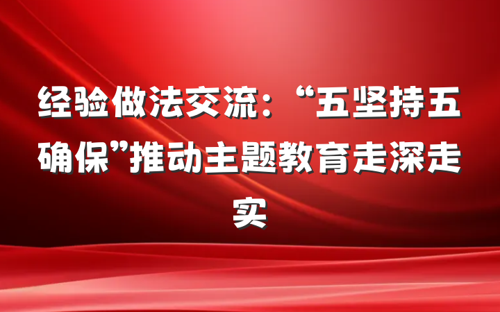 经验做法交流:“五坚持五确保”推动主题教育走深走实