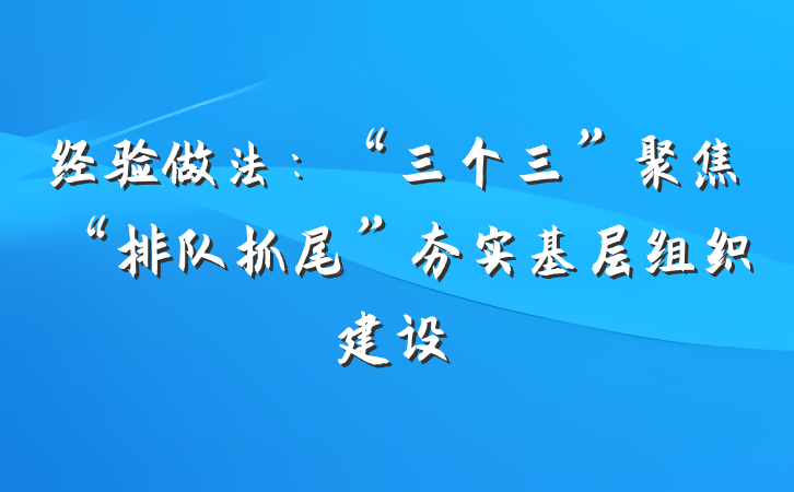 经验做法：“三个三”聚焦“排队抓尾”夯实基层组织建设