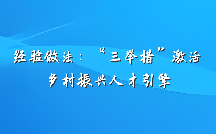经验做法：“三举措”激活乡村振兴人才引擎