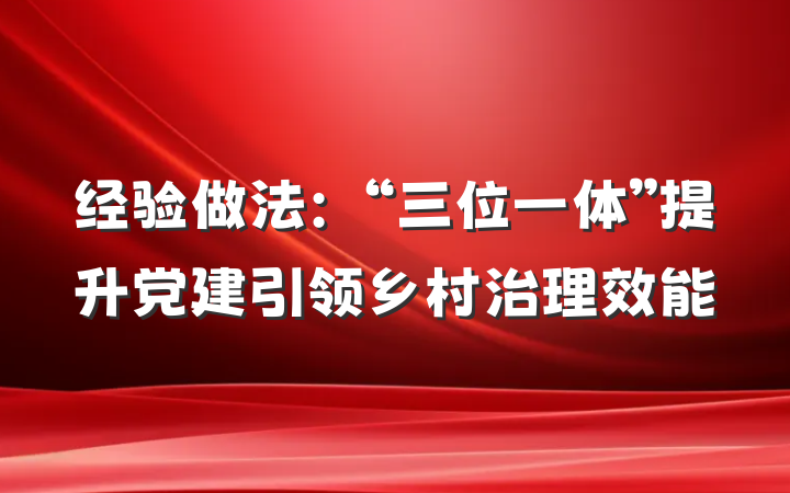 经验做法：“三位一体”提升党建引领乡村治理效能