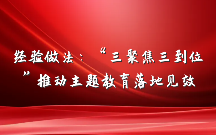 经验做法：“三聚焦三到位”推动主题教育落地见效