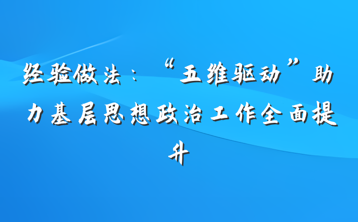 经验做法：“五维驱动”助力基层思想政治工作全面提升