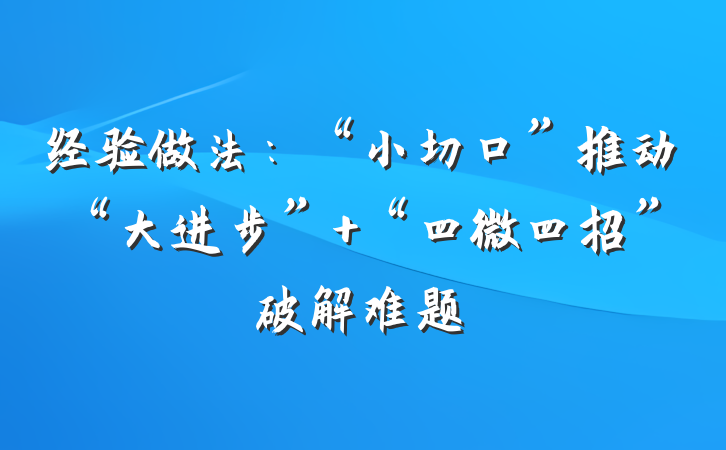 经验做法：“小切口”推动“大进步” “四微四招”破解难题