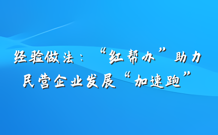 经验做法：“红帮办”助力民营企业发展“加速跑”