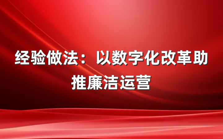 经验做法：以数字化改革助推廉洁运营