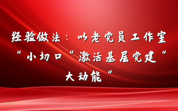 经验做法：以老党员工作室＂小切口＂激活基层党建＂大动能＂