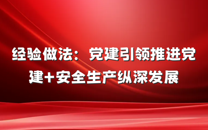 经验做法：党建引领推进党建＋安全生产纵深发展