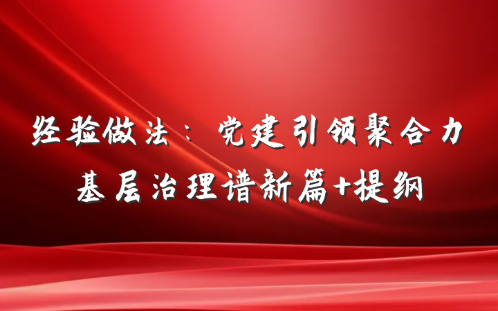 经验做法：党建引领聚合力基层治理谱新篇 提纲