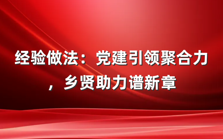 经验做法：党建引领聚合力，乡贤助力谱新章