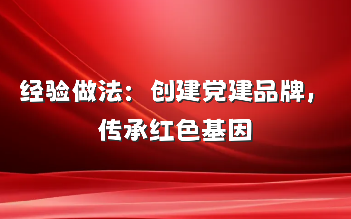 经验做法：创建党建品牌，传承红色基因