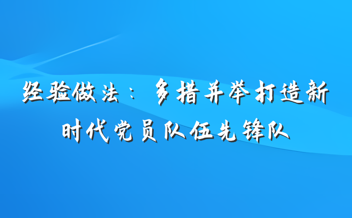 经验做法：多措并举打造新时代党员队伍先锋队