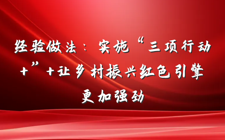 经验做法：实施“三项行动 ” 让乡村振兴红色引擎更加强劲