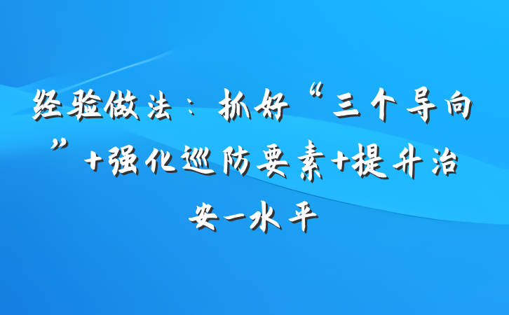 经验做法：抓好“三个导向” 强化巡防要素 提升治安_水平