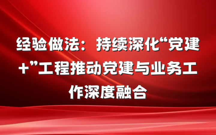 经验做法：持续深化“党建+”工程推动党建与业务工作深度融合