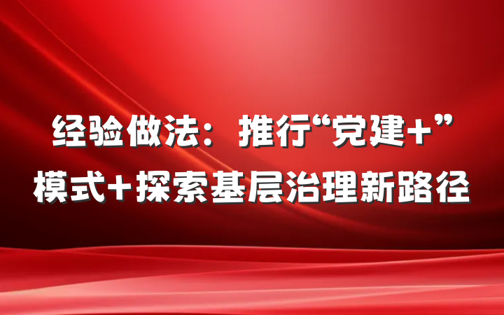 经验做法：推行“党建+”模式 探索基层治理新路径