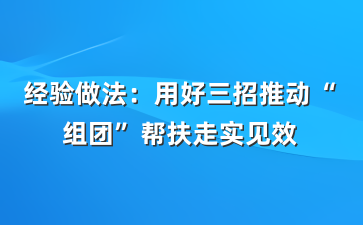 经验做法：用好三招推动“组团”帮扶走实见效