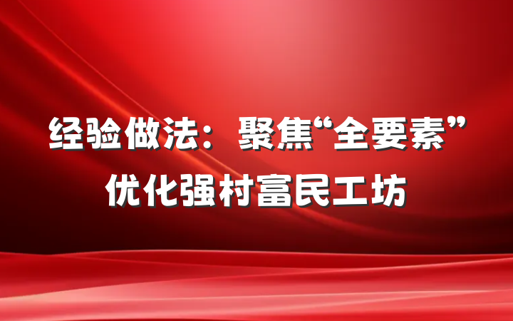 经验做法：聚焦“全要素”优化强村富民工坊