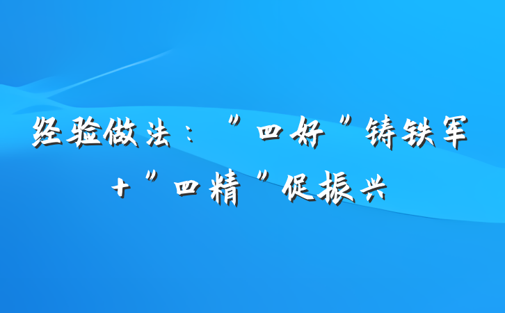 经验做法：＂四好＂铸铁军 ＂四精＂促振兴