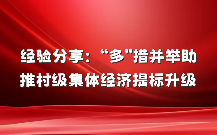 经验分享：“多”措并举助推村级集体经济提标升级