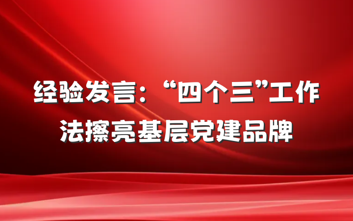 经验发言：“四个三”工作法擦亮基层党建品牌
