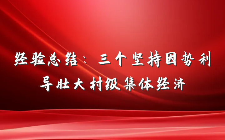 经验总结：三个坚持因势利导壮大村级集体经济