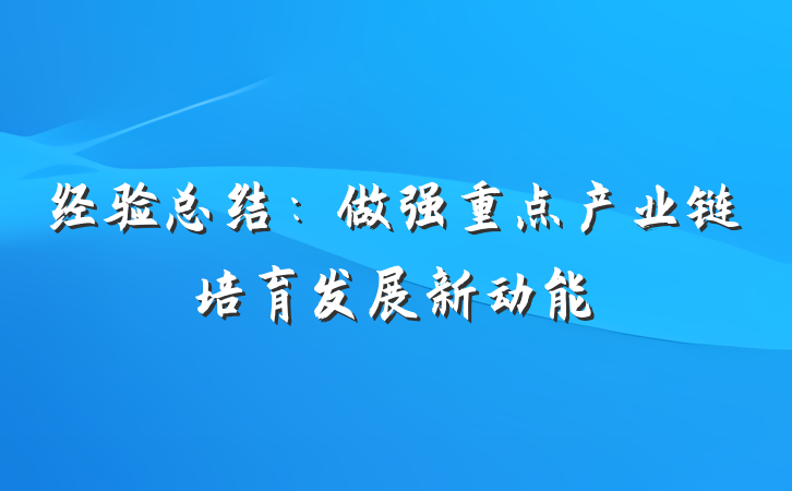 经验总结：做强重点产业链培育发展新动能