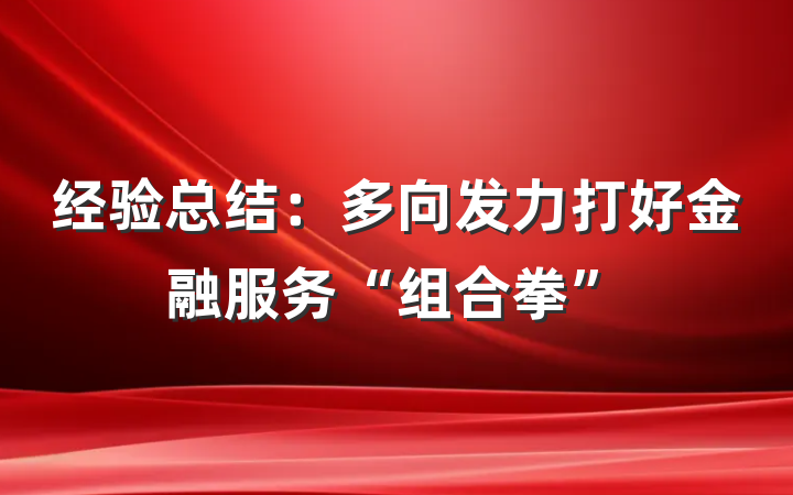经验总结：多向发力打好金融服务“组合拳”