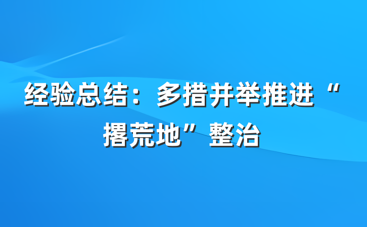 经验总结：多措并举推进“撂荒地”整治