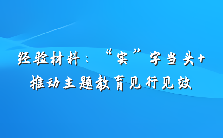 经验材料：“实”字当头 推动主题教育见行见效