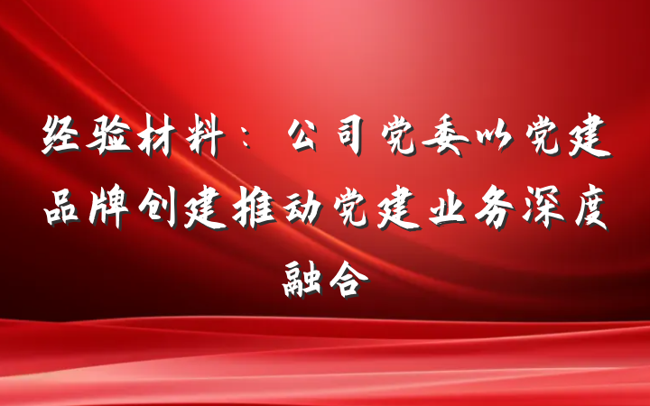 经验材料：公司党委以党建品牌创建推动党建业务深度融合