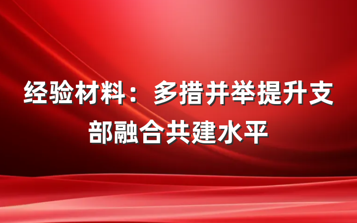 经验材料：多措并举提升支部融合共建水平