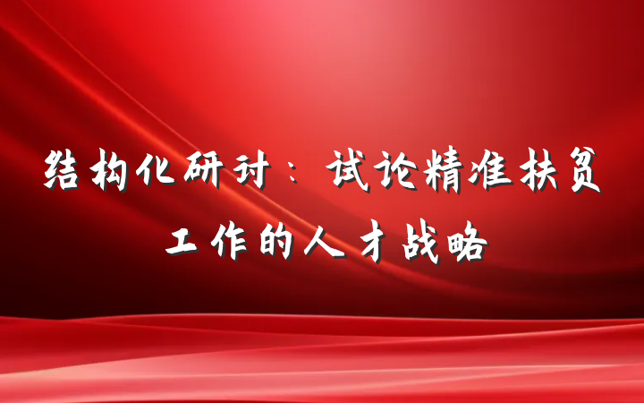结构化研讨：试论精准扶贫工作的人才战略