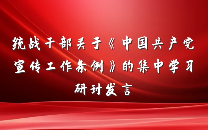统战干部关于《中国共产党宣传工作条例》的集中学习研讨发言