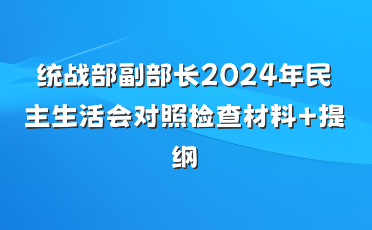 统战部副部长2024年民主生活会对照检查材料 提纲